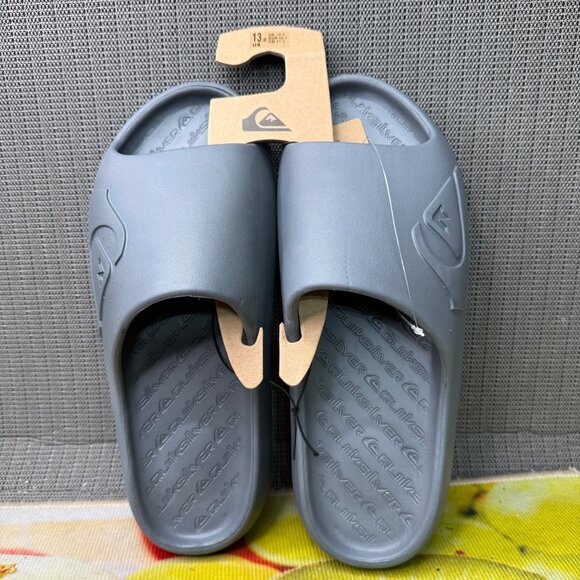 Quiksilver Cloudbreak Mens Size 13 Gray Slides Sandals Slip-On Pool Beach Wear - Picture 2 of 8